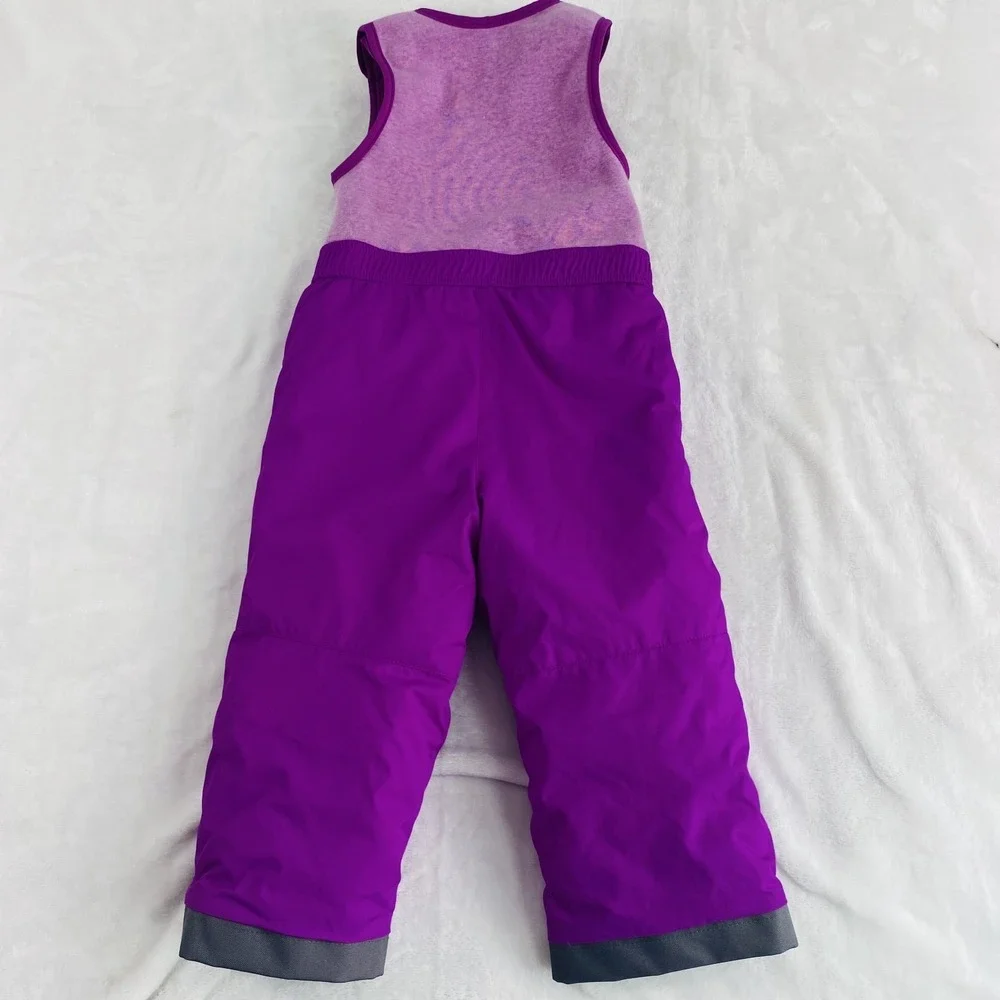 LL Bean Ski Bibs Pant Kids 3T Magenta Waterproof Insulated Fleece Lined Snow